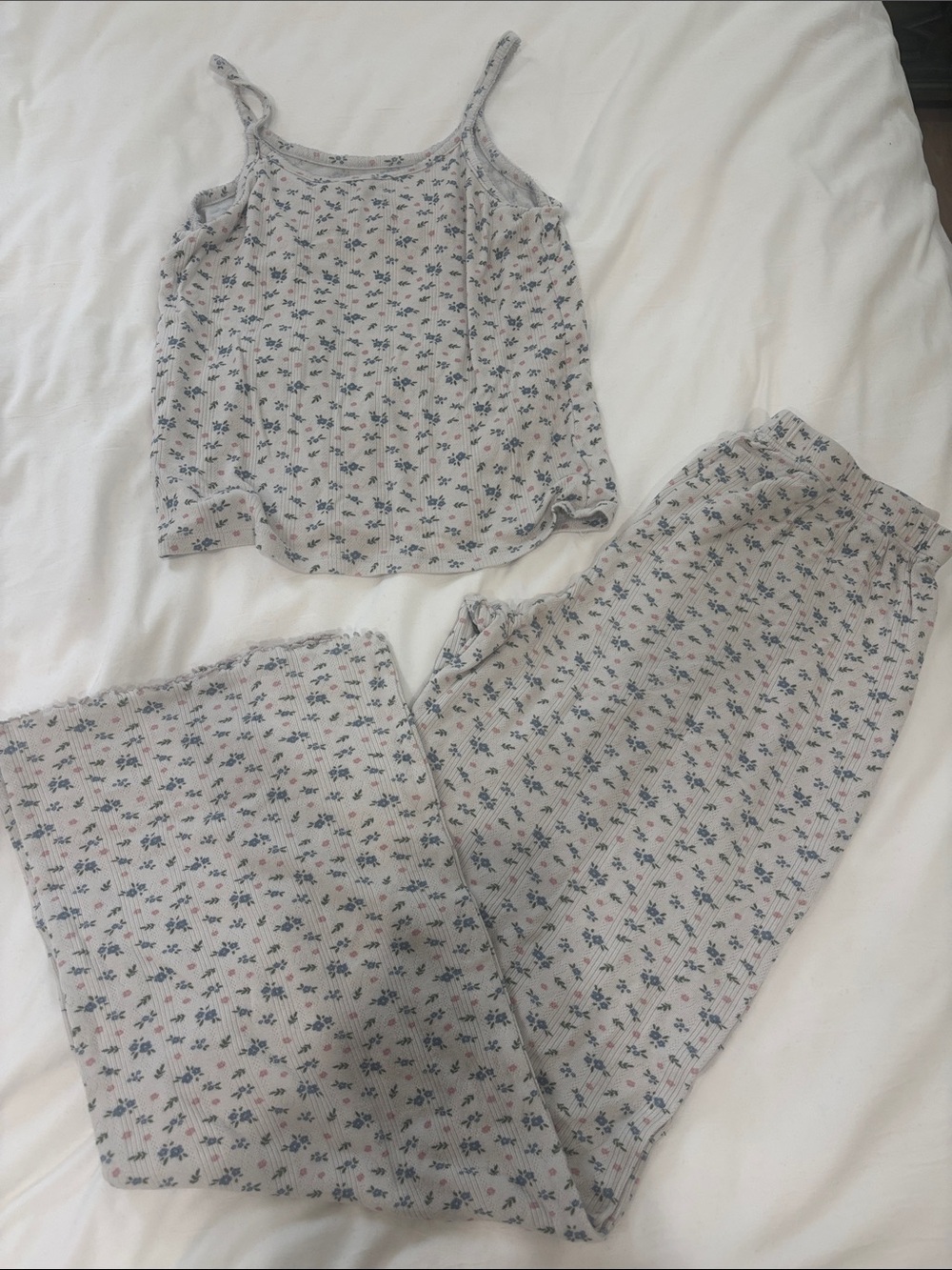 Super soft posh peanut Light Gray Floral Pajama Set - Tank Top & Pants